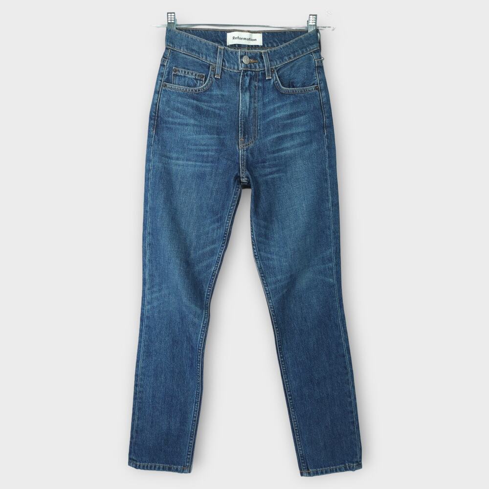 New Without Tags - Womens Reformation Straight Blue Jeans Size 24" - Picture 2 of 8